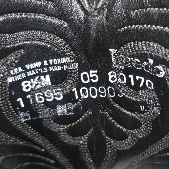 Laredo Hearts & Wingz Black And Brown Leather Western Cowgirl Boots Size 8.5 M - Picture 12 of 13